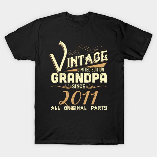 Vintage Grandpa Since 2011 Funny Man Myth Legend Daddy T-Shirt by johnbbmerch